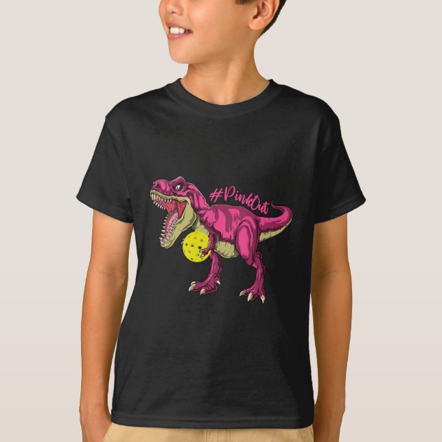 Camiseta Pink Out T Rex E Picklebyll Byll Byll Invocam Canc (Frente)