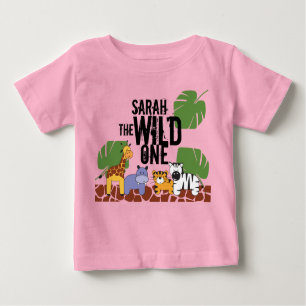 Camiseta PINK PERSalized WILD ONE Safari Primeiro Aniversár