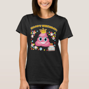 Camiseta Pink Poop Emoji Happy Birthday Girls