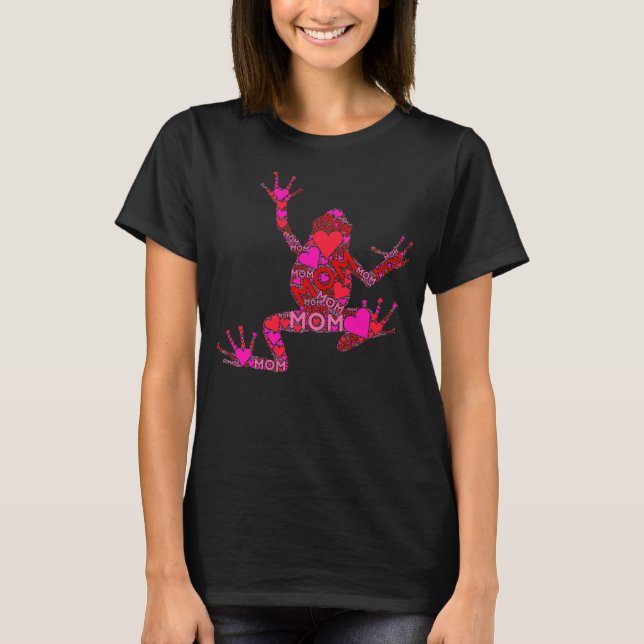 Camiseta Pink Red Heart Love Mom Cute Frog Mama Mother's (Frente)