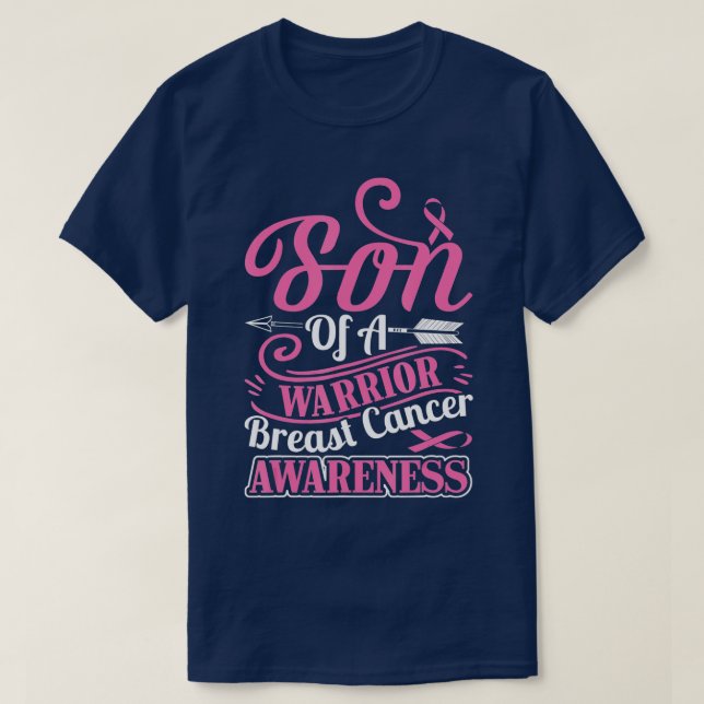 Camiseta pink ribbon breast cancer awareness Son of warrior (Frente do Design)