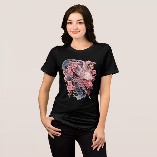 Camiseta Pink Sakura Dragon with Flowing Mane (Frente Completa)