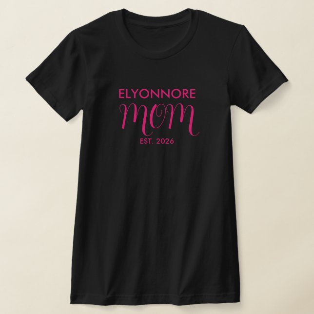 Camiseta Pink Script Established Mom White Custom Name (Postura )
