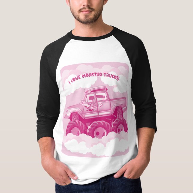 Camiseta Pink Version I Love Monster Trucks Image     (Frente)