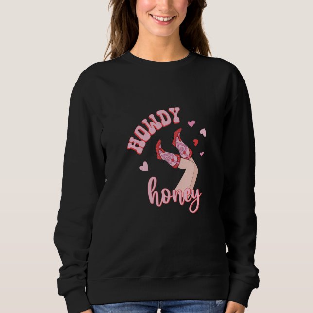 Camiseta Pink Western Valentine's Day Cowgirl Howdy Partner (Frente)