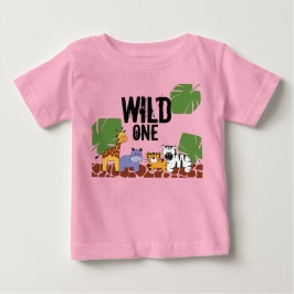 Camiseta Pink "WILD ONE" Tema Selvagem Safari Primeiro Aniv