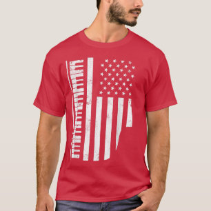 Camiseta Pinno Keyboard USA Flag Musical Playe Engraçado