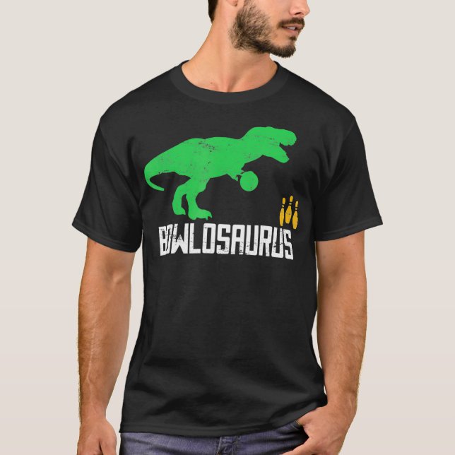 Camiseta Pino do Jogador do Dinossauro da boliche (Frente)