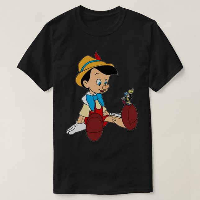 Camiseta Pinochio E Palavra-Pau Azul-Críquete (Frente do Design)