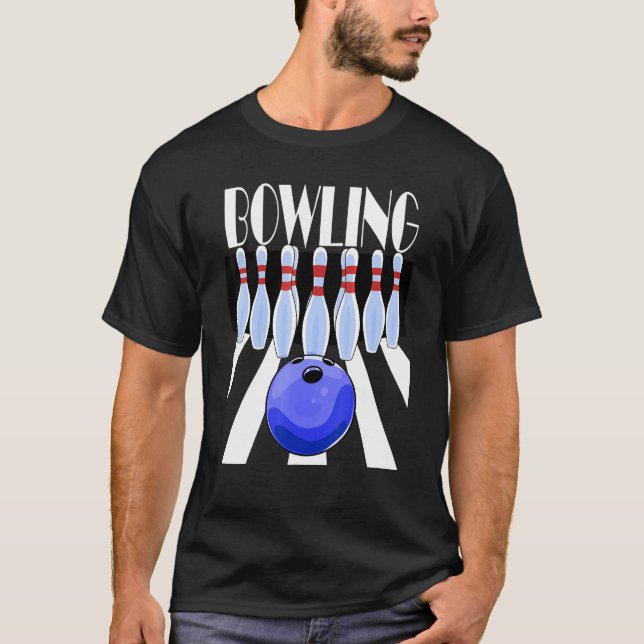 Camiseta Pinos da Bowler da Equipe do Bowler da bola de bol (Frente)