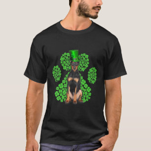 Camiseta Pinscher alemã Shamrock Paw Clovers Rua de Patrick