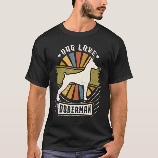 Camiseta Pinscher Dobermann Clássico Vintage Retrô Cachorro (Frente)