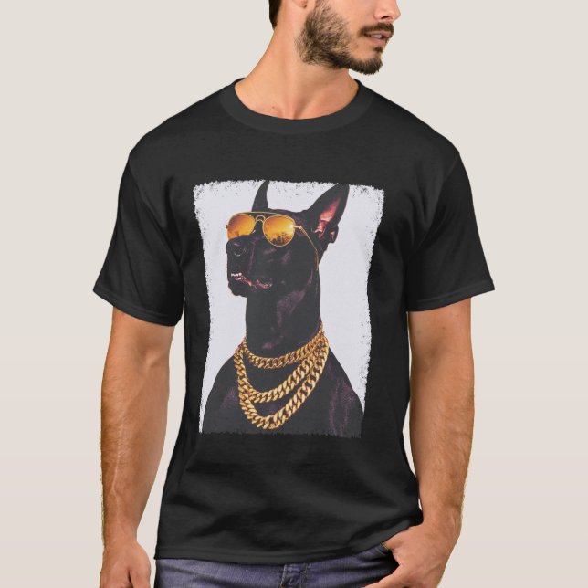 Camiseta Pinscher Dobermann Preto (Frente)
