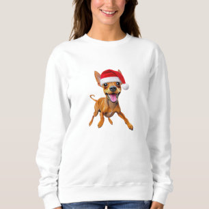 Camiseta Pinscher Miniatura Chapéu de Papai Noel Cachorro N