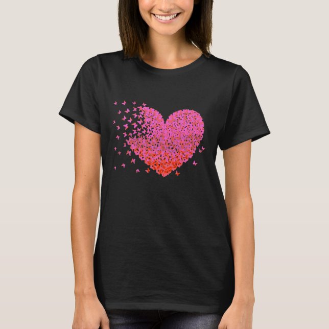 Camiseta Pint Heart Butterflies Heart Tshirt (Frente)