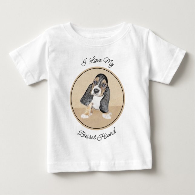 Camiseta Pintado de Cachorro Basset - Arte Cachorro Origina (Frente)