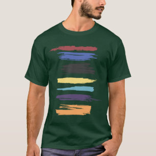 Camiseta Pinte raias abstratas artísticas da cor dos curso
