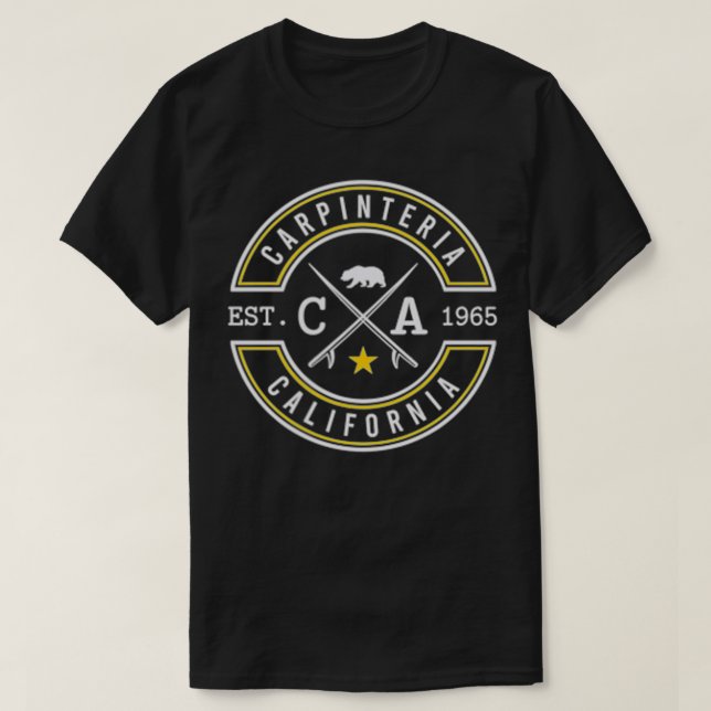 Camiseta Pinteria California Beach CA Retro Surfer Front Ba (Frente do Design)