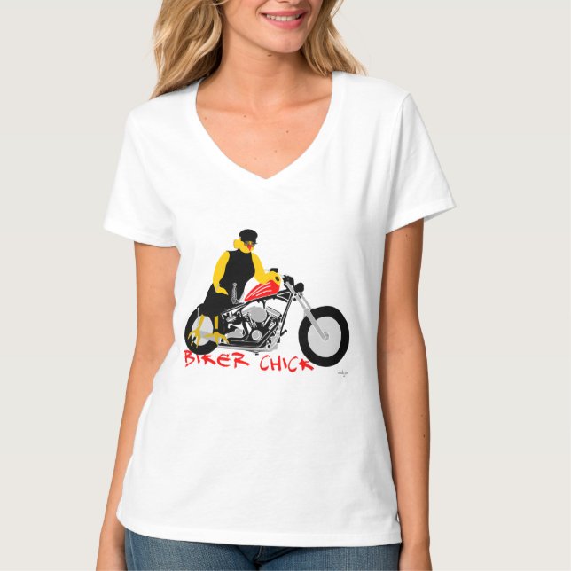 Camiseta PINTINHO BIKER sentado em sua moto (Frente)