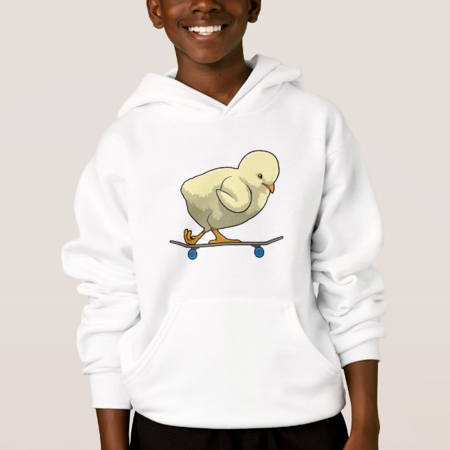 Camiseta Pintinho como skater com skateboard (Frente)