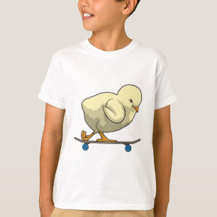 Camiseta Pintinho como skater com skateboard
