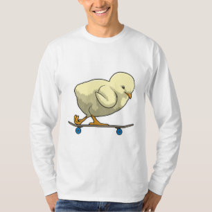 Camiseta Pintinho como skater com skateboard