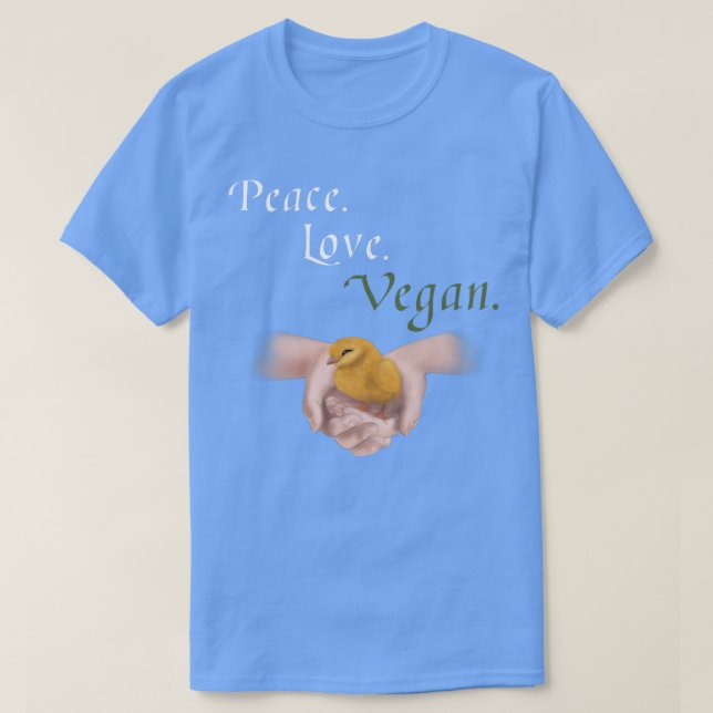 Camiseta Pintinho de Amor pela Paz no Vegan Vegetariano (D0 (Frente do Design)