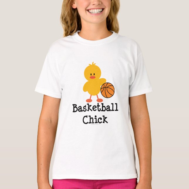 Camiseta Pintinho de basquete Meninas Ringer T shirt (Frente)