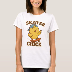 Camiseta Pintinho de Skater - Estilo de Rua Cute Tee