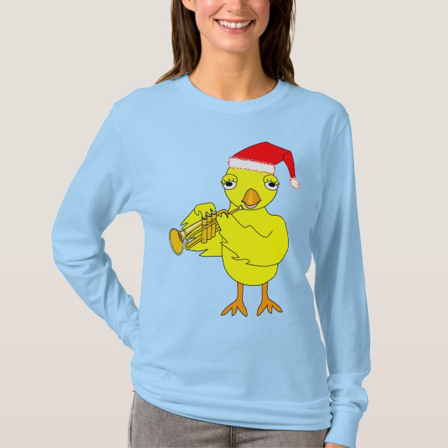 Camiseta Pintinho de trompetes Bonés (Frente)