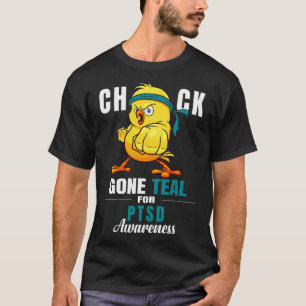 Camiseta Pintinho Divertido Ficou Teal Ribbon Chicken Warri