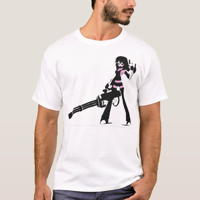 Camiseta pintinho do manga do minigun (Frente)