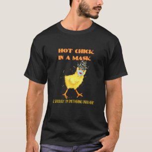 Camiseta Pintinho Engraçado Vestindo Uma Máscara