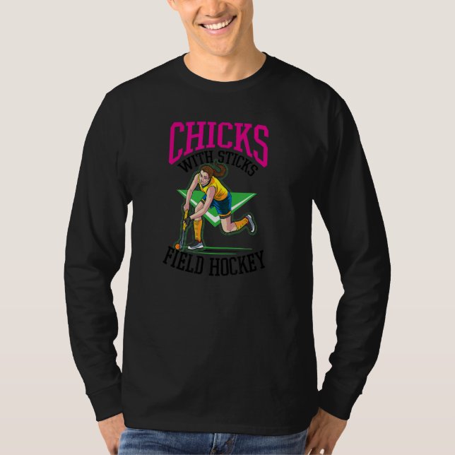 Camiseta Pintinhos Com Hockey De Campo Com Sticks (Frente)