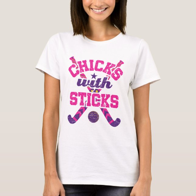 Camiseta Pintinhos de hóquei em campo com palitos (Frente)