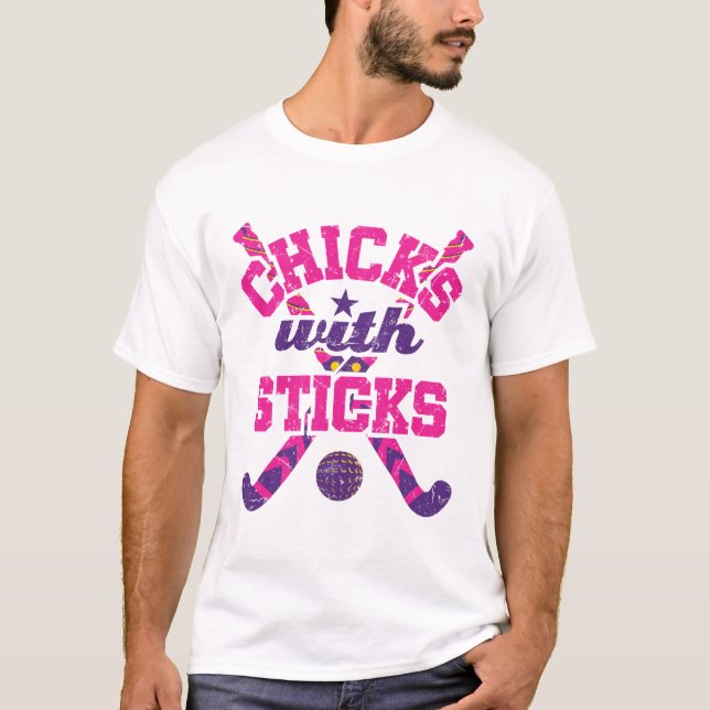 Camiseta Pintinhos de hóquei em campo com palitos (Frente)
