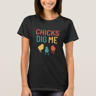 Camiseta Pintinhos Dig Me Páscoa Pun Galinha Legal Vintag