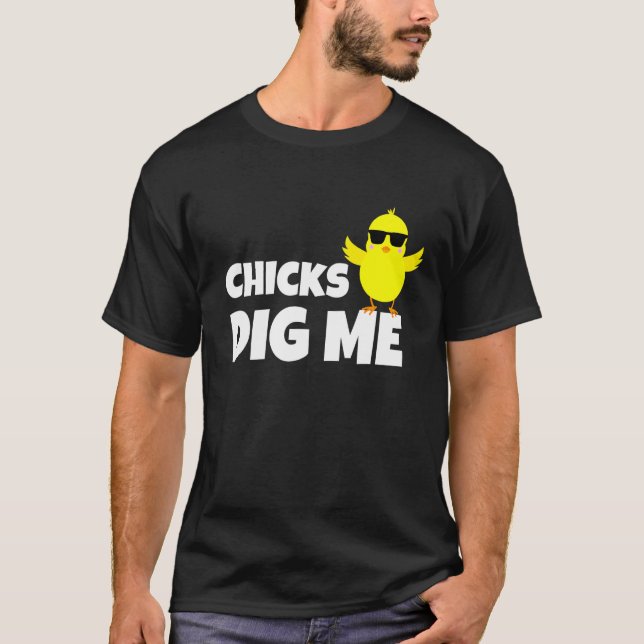 Camiseta Pintinhos Me Cavam Homens Engraçados Caça De Ovos (Frente)