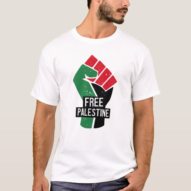 Camiseta Pinto de bandeira da Palestina livre (Frente)