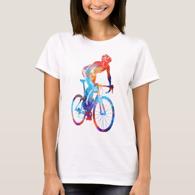 Camiseta Pintor de Aquarela Bicicleta Rodoviária de Ciclo (Frente)
