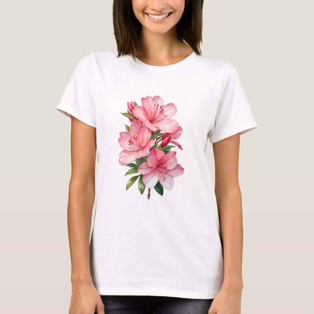 Camiseta Pintor de aquarela de flor Azalea (Frente)
