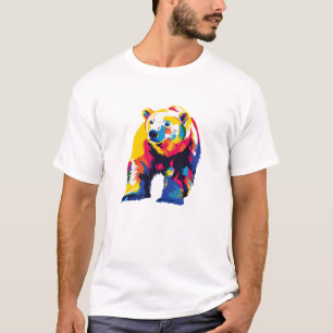Camiseta Pintor de Aquarela do Retrato de Urso Polar Ilustr