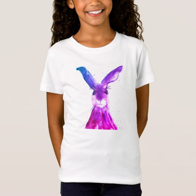 Camiseta Pintor de aquarelas, animais roxos e giros (Frente)