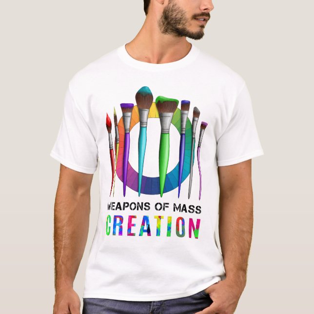Camiseta Pintor De Artista Engraçado Com Armas De Criação E (Frente)