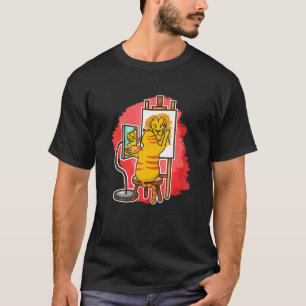 Camiseta Pintor de Gato Fofo Pintando Leão Gatinho Gato Pin