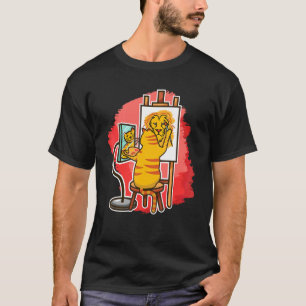 Camiseta Pintor de Gato Fofo Pintando Leão Gatinho Gato Pin