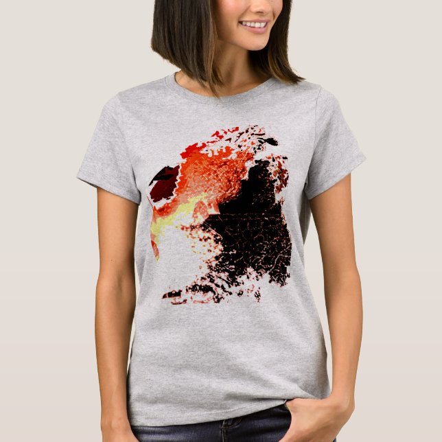 Camiseta Pintor de pincel amarelo-alaranjado esfregando Des (Frente)