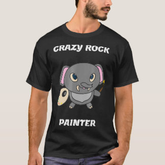 Camiseta Pintor de Rock Louco Pintura Com Elefante T