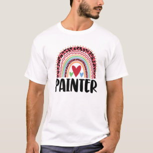 Camiseta Pintor Feliz Arco-Íris Engraçado Homens Leopardo R