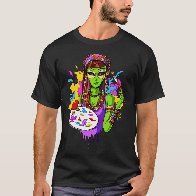 Camiseta Pintor Hippie Alien (Frente)